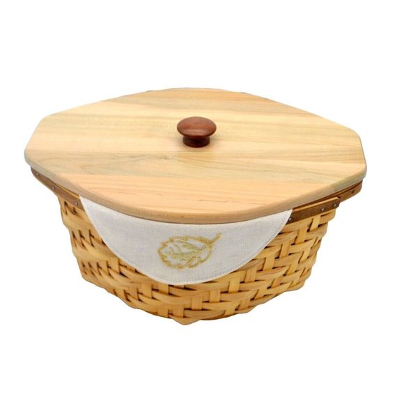 LONGABERGER 2006 Heartwood Serving Bowl Basket Combo Set Liner, Lid, Protector - Picture 1 of 7